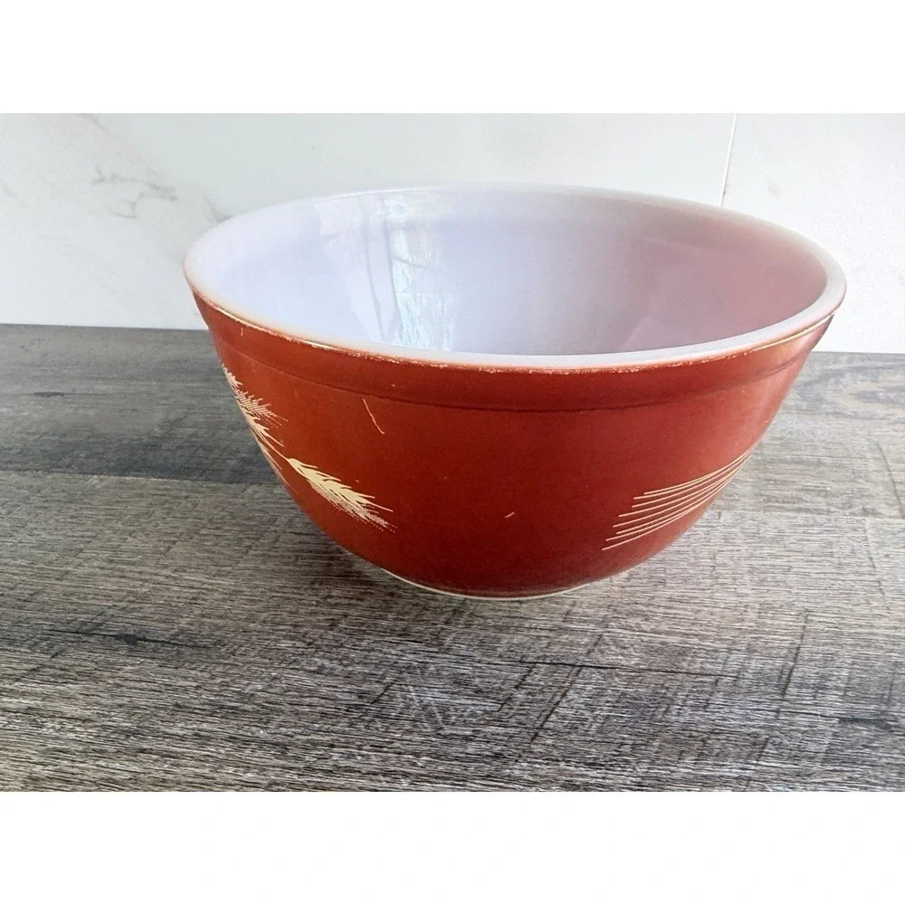 Vintage Pyrex Autumn Harvest Wheat Mixing Bowl #402 - 1.5 qt. Burnt Orange Color - Picture 3 of 10